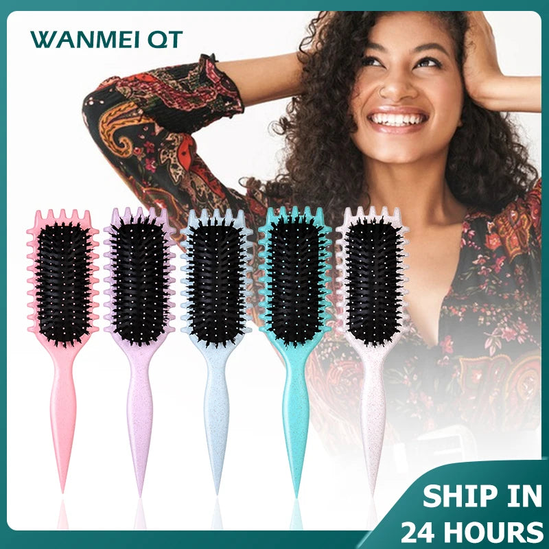 1Pc CANDY BRUSH Curly Hair Styling Brush-Detangling with Prongs, Reduces Pulling Separation Nylon Bristles for All Curl Types