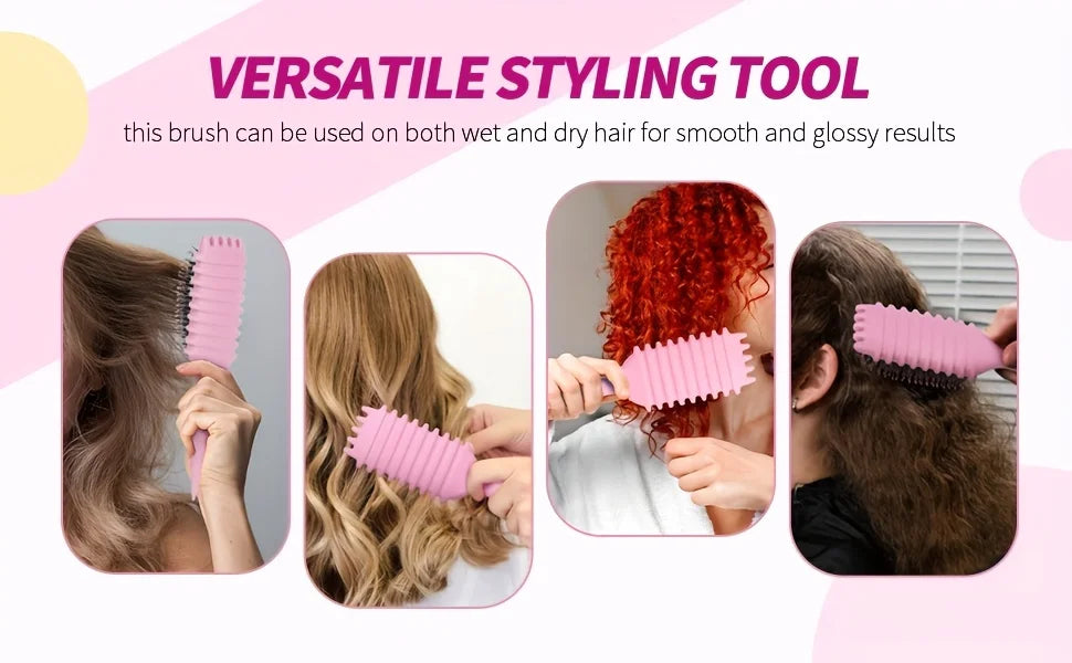 1Pc CANDY BRUSH Curly Hair Styling Brush-Detangling with Prongs, Reduces Pulling Separation Nylon Bristles for All Curl Types