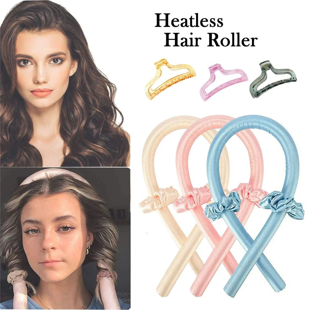 Heatless Curling Rod Headband | No Heat Silk Hair Curlers for Effortless Curls | Soft Sleep-in Ribbon Rollers for Women