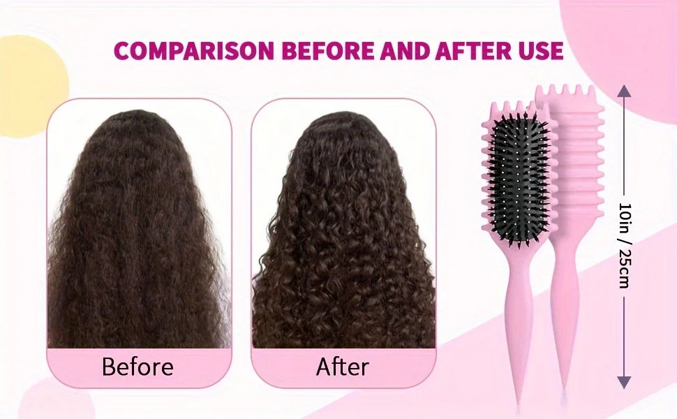 1Pc CANDY BRUSH Curly Hair Styling Brush-Detangling with Prongs, Reduces Pulling Separation  Nylon Bristles for All Curl Types