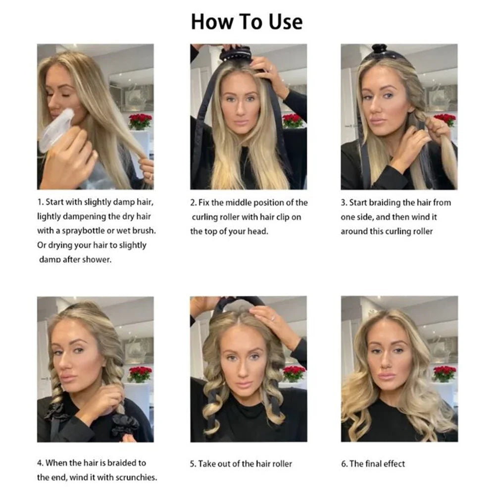 Heatless Curling Rod Headband | No Heat Silk Hair Curlers for Effortless Curls | Soft Sleep-in Ribbon Rollers for Women