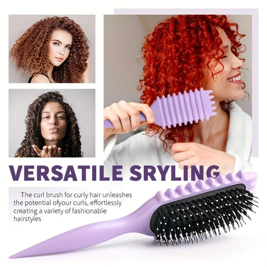 1Pc CANDY BRUSH Curly Hair Styling Brush-Detangling with Prongs, Reduces Pulling Separation  Nylon Bristles for All Curl Types