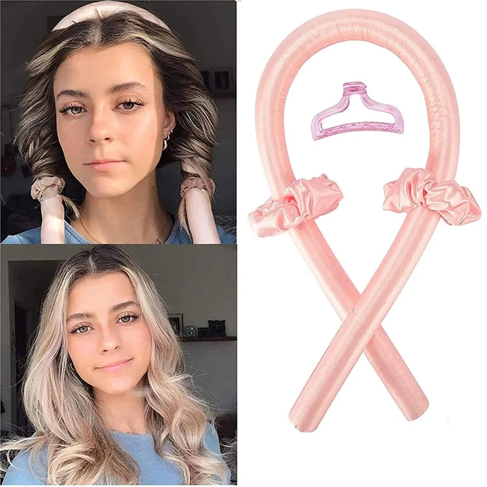Heatless Curling Rod Headband | No Heat Silk Hair Curlers for Effortless Curls | Soft Sleep-in Ribbon Rollers for Women