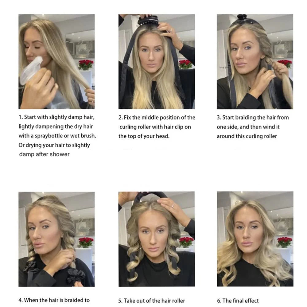 Heatless Curling Rod Headband | No Heat Silk Hair Curlers for Effortless Curls | Soft Sleep-in Ribbon Rollers for Women