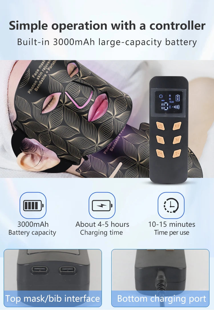 Ubilli Silicone Led Face Mask 8 Colors Red Light Therapy Infrared Flexible Soft Mask Led Therapy Anti Aging Advanced Photon Mask