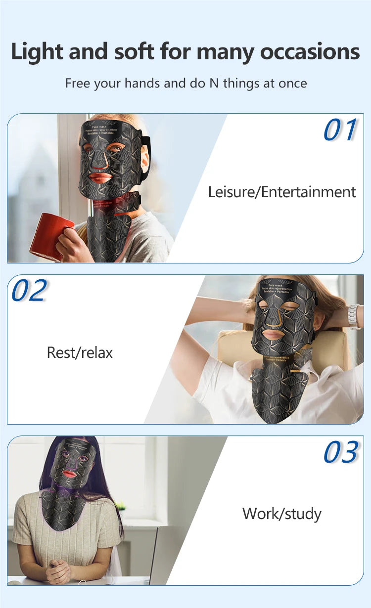 Ubilli Silicone Led Face Mask 8 Colors Red Light Therapy Infrared Flexible Soft Mask Led Therapy Anti Aging Advanced Photon Mask