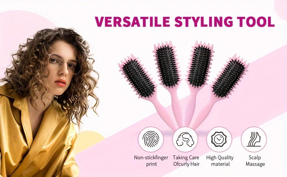 1Pc CANDY BRUSH Curly Hair Styling Brush-Detangling with Prongs, Reduces Pulling Separation  Nylon Bristles for All Curl Types