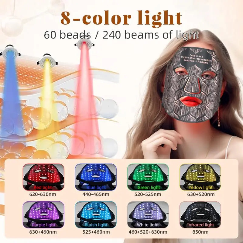 Ubilli Silicone Led Face Mask 8 Colors Red Light Therapy Infrared Flexible Soft Mask Led Therapy Anti Aging Advanced Photon Mask